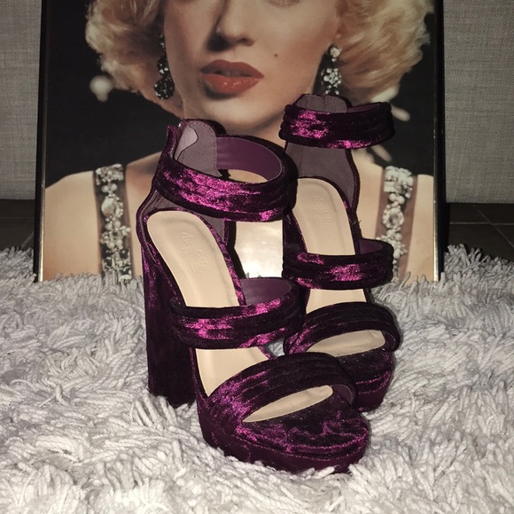 Charlotte Russe Shoes - NEW ! Velvet platform with Chunky heels
